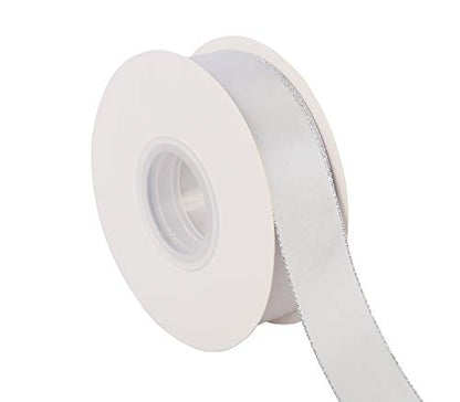 1" Inch Double Faced Satin Ribbon 25 Yards with Silver Edges