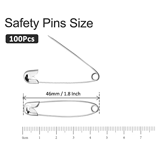 100 PCS 46mm Safety Pins Nickel Plated (100 Count)