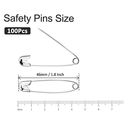 100 PCS 46mm Safety Pins Nickel Plated (100 Count)