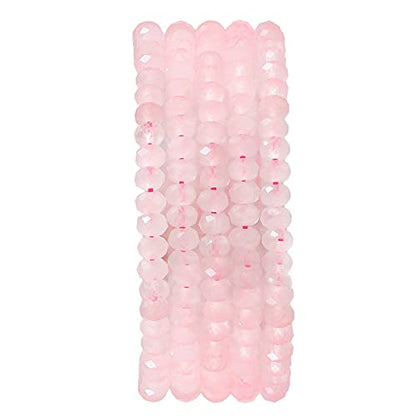 Natural Rose Quartz Crystal Beads 4x2mm 120pcs Faceted Rondelle Loose Semi Gemstone Beads for Jewelry Making Design (120 Count)