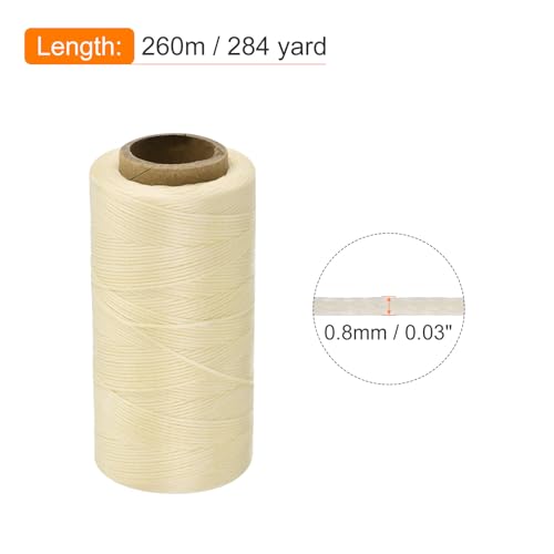 Waxed Thread 284 Yard 0.8mm 150D Flat Wax Thread Polyester Waxed String for Leather Sewing Hand Weaving Book Binding Home Decoration