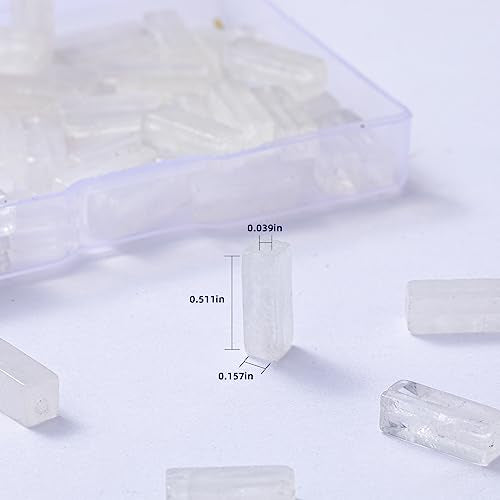 Natural White Crystal Rectangle Tube Beads 4x13mm 38cm (28 Count)