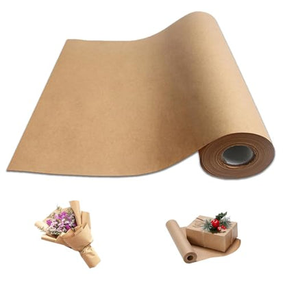 Brown Wrapping Paper Roll 30"x 2400" Craft Packing Paper for Gift Wrapping Bulletin Board Paper Roll Bouquet Flower Table Covering Poster Packing Shipping Moving Supplies (599.7 Sq Ft)