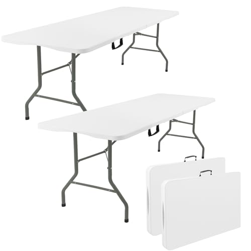2 Pack 5 Feet Portable Folding Table White (2 Count)