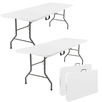 2 Pack 5 Feet Portable Folding Table White (2 Count)