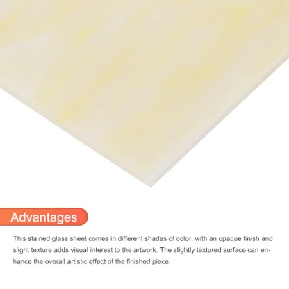 2 Pcs Stained Glass Sheet Mosaic Tile 7.9 Inch x 5.9 Inch Apricot Stained Glass Sheets for Crafts DIY Art Project