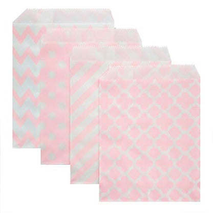 100 Pcs Light Pink Candy Buffet Bags Small Cookie Bags Polka Dot Paper Treat Bags for Wedding Birthday Party