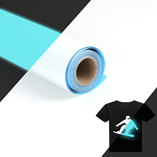 RENLITONG Luminous Blue Glow in The Dark Heat Transfer Vinyl HTV Rolls (8 Foot)