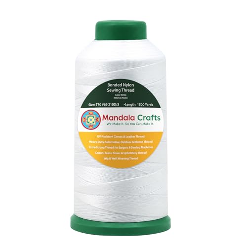Size 69 210D T70 White Bonded Nylon Thread (4500 Foot)