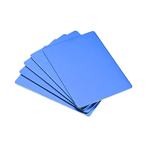 Blank Metal Card 88x53x0.8mm Anodized Aluminum Plate for DIY Laser Printing Engraving Blue 5 Pcs (5 Count)