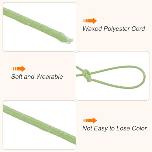 Waxed Cord 1.5mm Waxed Polyester Cord 175 Yard Wax String for Bracelet Making