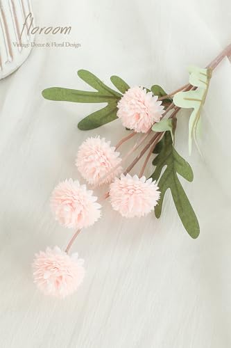 5pcs Blush Faux Silk Mums Artificial Flowers (25 Count)