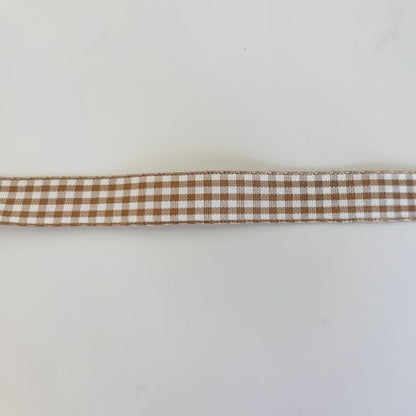 Khaki and White Woven Edge Plaid Ribbon 100% Polyester Gingham Ribbon 25 Yards Each Roll (75 Foot)
