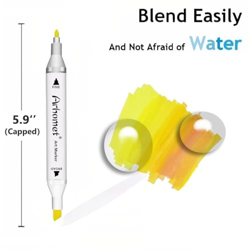 6 Colors Yellow Alcohol Markers Set (6 Count)