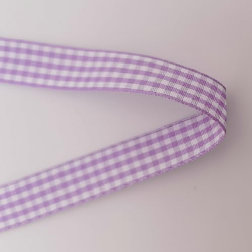 Purple Gingham Plaid Checked Ribbon 25 Yards Each Roll 100% Polyester (75 Foot)