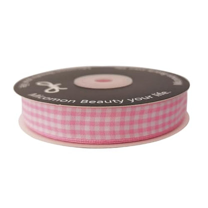 Pink Gingham Plaid Checked Ribbon 25 Yards Each Roll 100% Polyester (75 Foot)