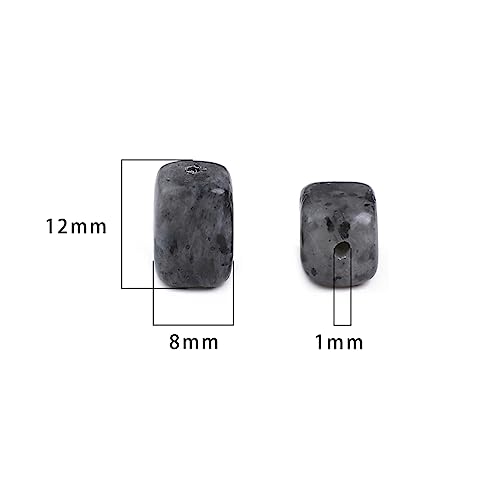 Natural Black Spectrolite Cuboid Stone Loose Semi Gemstone Beads for Jewelry Making 8mmx12mm 38cm (33 Count)