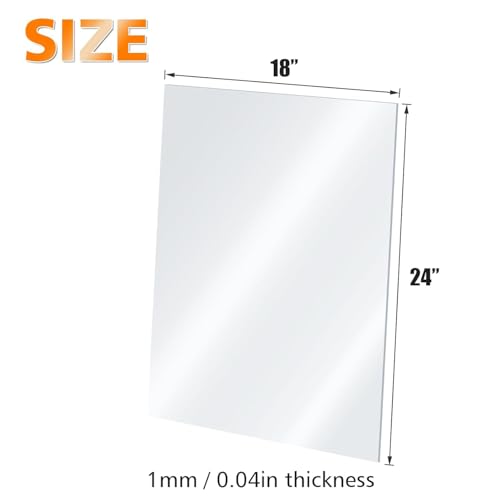 Plexiglass Sheets Acrylic Sheets 3 Pack of 18x24’’ 0.04 Thick Clear Plastic Cast Transparent Plexi Glass for Crafting Projects