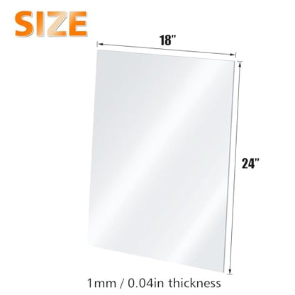 Plexiglass Sheets Acrylic Sheets 3 Pack of 18x24’’ 0.04 Thick Clear Plastic Cast Transparent Plexi Glass for Crafting Projects