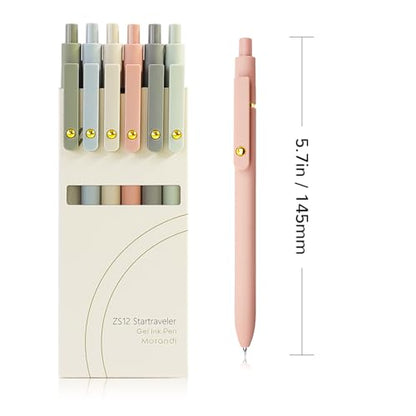 Gel Pens 6 Pcs 0.5mm Fine Point Smooth Writing Pens Cute Pens