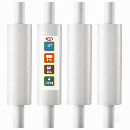 4 Pack Stretch Wrap 11 Inch 1000 Ft 60 Gauge with Handle