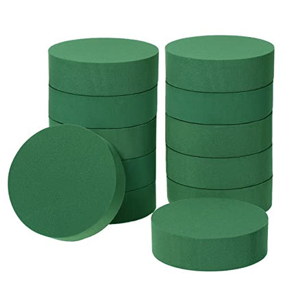 12 Pieces Round Floral Foam Wet Green Flower Foam DIY Flower Arrangement Kit for Aisle Wedding Party Decoration (12 Count)