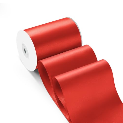 4 Inch 25 Yard Wide Satin Ribbon Red