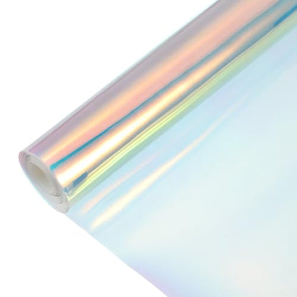 Holographic Clear PVC Vinyl Film Holographic PVC Fabric Waterproof Dichroic Film 12 x 48 Inch for Handbags Bows Earrings DIY Craft