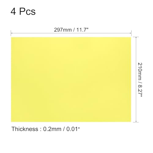 4Pcs A4 Gel Light Lighting Filter Overlay Transparent Color Correction Plastic Vinyl PVC Sheets Photography Television Yellow (4 Count)