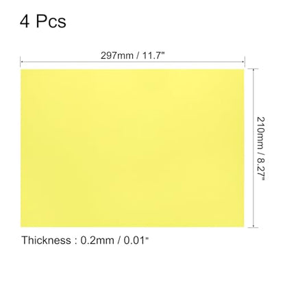 4Pcs A4 Gel Light Lighting Filter Overlay Transparent Color Correction Plastic Vinyl PVC Sheets Photography Television Yellow (4 Count)