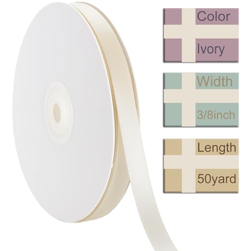 3 8 Inch Ivory Ribbon 50Yards