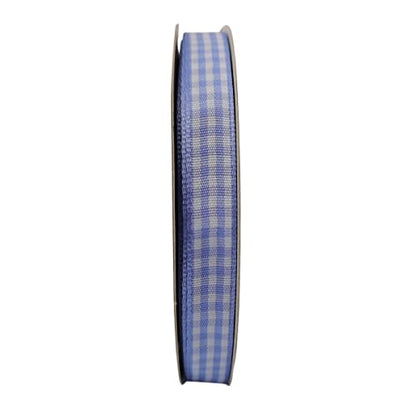 Light Blue Gingham Plaid Checked Ribbon 25 Yard Each Roll 100% Polyester (75 Foot)