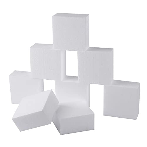 8pcs 4x4x2in Craft Foam Blocks White for DIY Crafting and Model