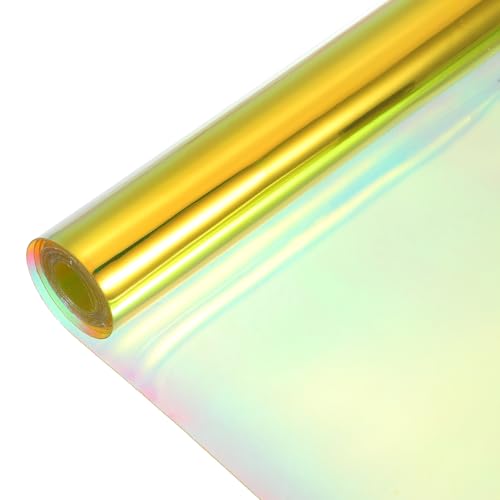 Holographic Clear PVC Vinyl Film Holographic PVC Fabric Waterproof Dichroic Film 12 x 48 Inch for Handbags Bows Earrings DIY Craft