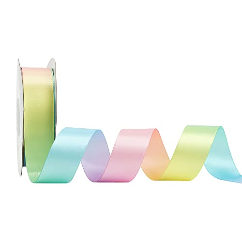Pastel Ribbon Pastel Rainbow Ribbon 1 inch Rainbow Craft Ribbons Gift Satin Ribbons for Gift Wrapping Wedding Pride Party Birthday Party Decoration Making Hair Bows (75 Foot)