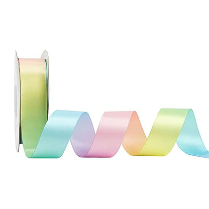 Pastel Ribbon Pastel Rainbow Ribbon 1 inch Rainbow Craft Ribbons Gift Satin Ribbons for Gift Wrapping Wedding Pride Party Birthday Party Decoration Making Hair Bows (75 Foot)