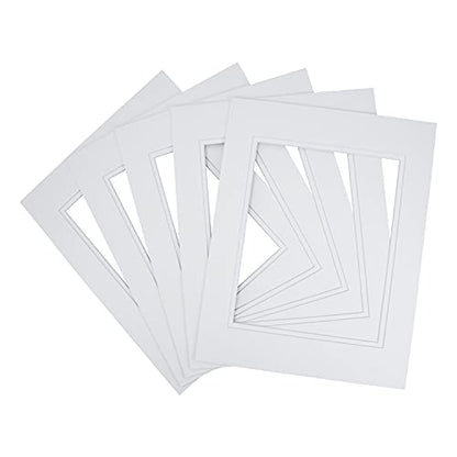 5 Pack Double mat 11x14 For 8x10 Photo White Over White (5 Count)