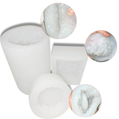 3PCS Rose Molds Silicone Candle Molds