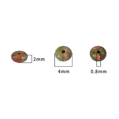 Natural Unakite Disk Stone Beads 4x2mm 160pcs Rondelle Loose Semi Gemstone Beads for Jewelry Making Design (160 Count)