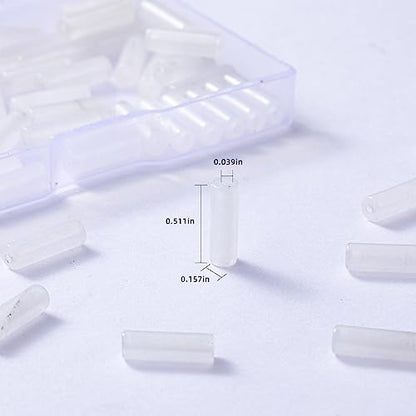 Natural White Agate Cylinder Tube Beads 4x13mm 38cm (28 Count)