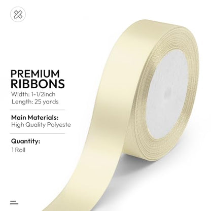 1" x 25 Yards Ivory Satin Ribbon Crafts Gift Wrapping