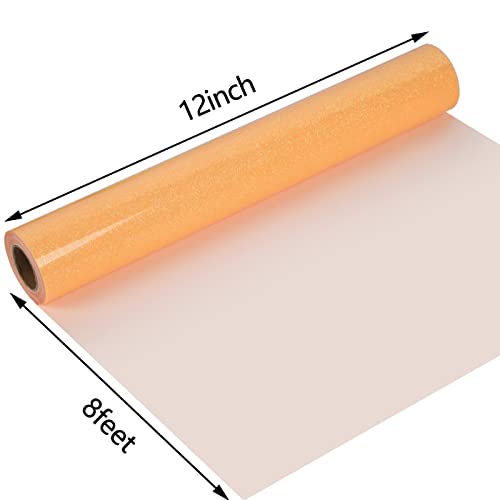 Heat Transfer Vinyl Glow Orange Yellow Glitter HTV
