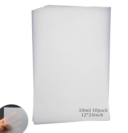 10 Sheets 10 mil Mylar Sheet 12 x 24 inch Milky Translucent Plastic Blank Stencil (10 Count)