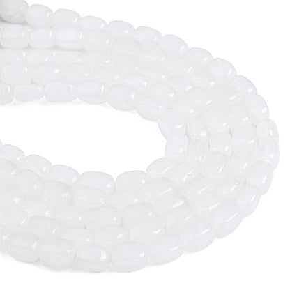 Natural White Agate Cuboid Stone Loose Semi Gemstone Beads for Jewelry Making 8mmx12mm 38cm (33 Count)