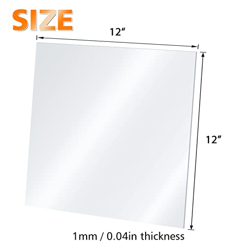 Plexiglass Sheets Acrylic Sheets 12 Pack of 12x12’’ 0.04 Thick Clear Plastic Cast Transparent Plexi Glass for Crafting Projects