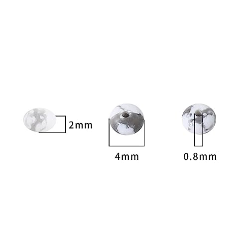 Natural White Howlite Disk Stone Beads 4x2mm 160pcs Rondelle Loose Semi Gemstone Beads for Jewelry Making Design (160 Count)