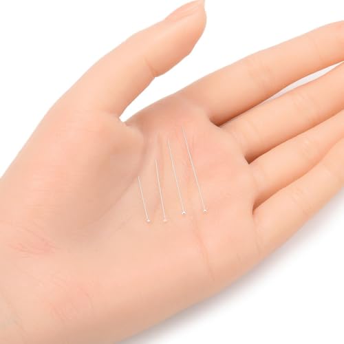 50pcs Adabele Authentic Sterling Silver Round Ball Headpin Head Pins 38mm (20 Count)