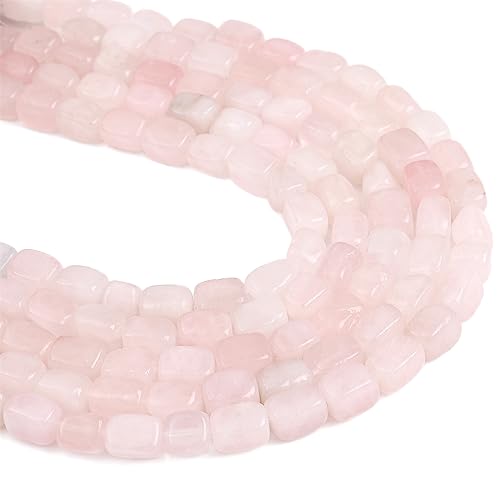 Natural Rose Quartz Cuboid Stone Loose Semi Gemstone Beads for Jewelry Making 8mmx12mm 38cm (33 Count)