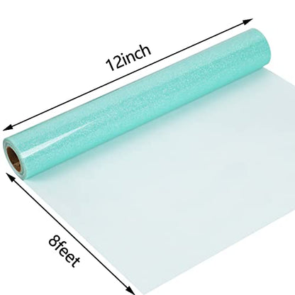 Heat Transfer Vinyl Glow Cyan Glitter HTV Rolls