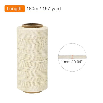 Waxed Thread 197 Yard 1mm 210D Flat Wax Thread Polyester Waxed String for Leather Sewing Hand Weaving Book Binding Home Decoration